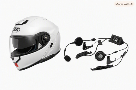 Shoei Neotec3 Hvit + Sena SRL3 i gruppen HJELMER / Åpningshjelmer hos HanssonsMC (Neotec3-SRL3-1)