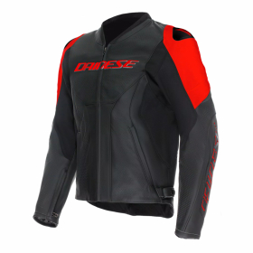 DAINESE RACING 5 LEATHER JACKET BLACK/FLUO RED i gruppen MC / MC-KLR / MC Jakker hos HanssonsMC (2015300031-P75-r)